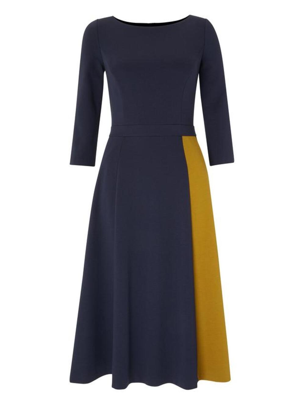 Boden Claudia Knee Length Ponte Ladylike Pocket Dress in Navy